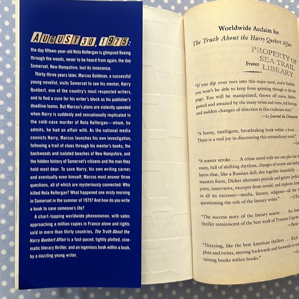 THE TRUTH ABOUT THE HARRY QUEBERT AFFAIR by Joel Dicker Book - Picture 8 of 13